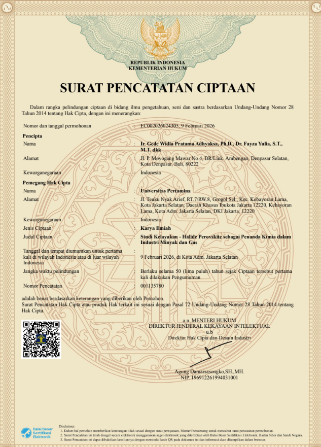 HKI copyright registration for the Perovskite feasibility study